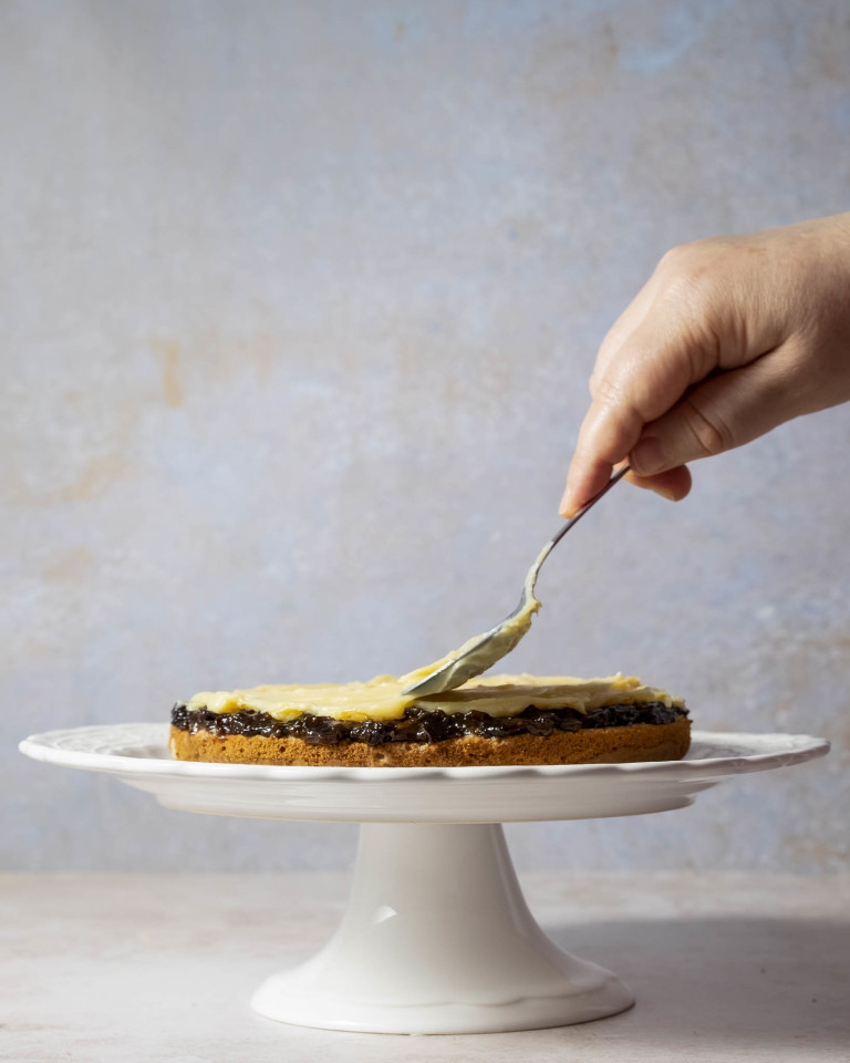 Prune, pineapple and milk truffle layer cake · Alice in Gastronomyland